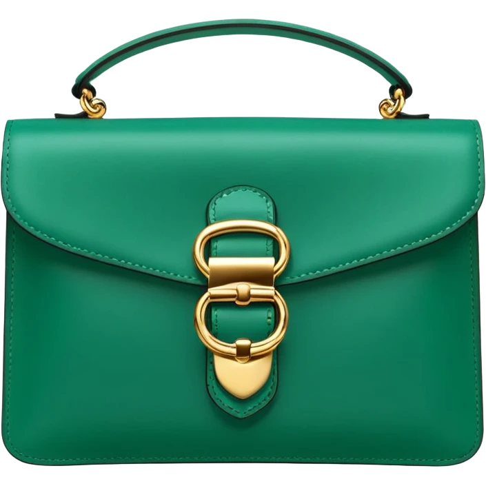 Realistic Luxury style jade green leather clutch bag, with detailed gold buckle  emoji