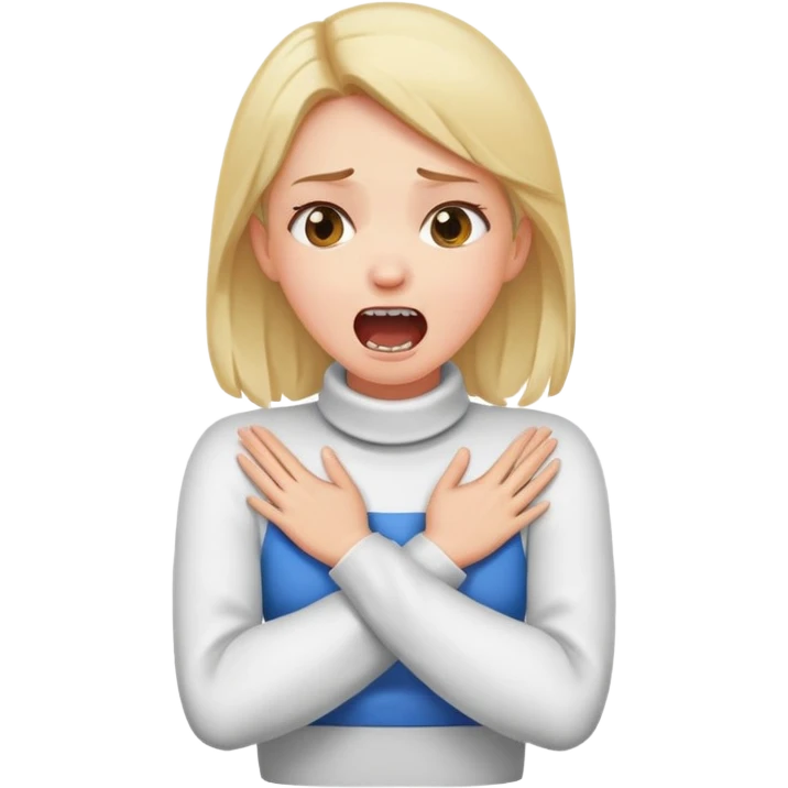 girl cross arms hands on neck screaming emoji