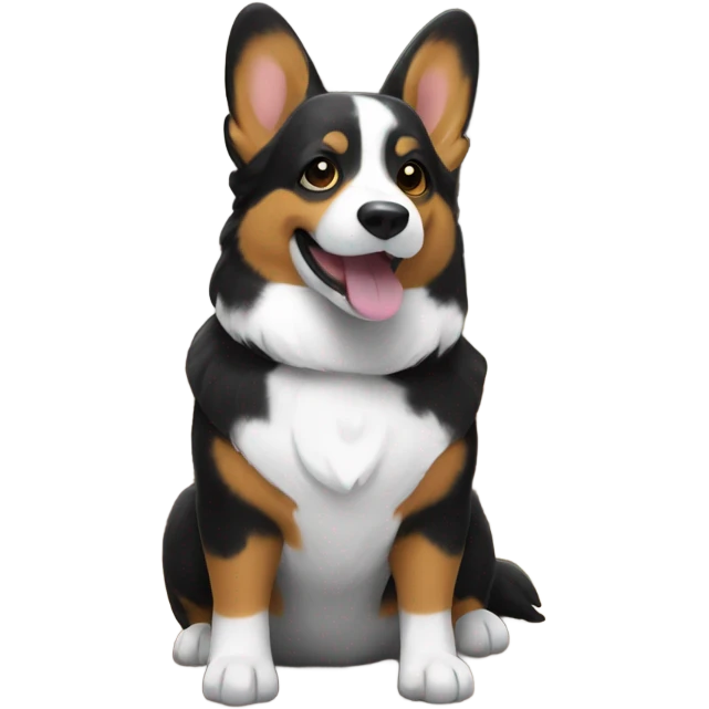 Black Tri-color corgi on porch emoji