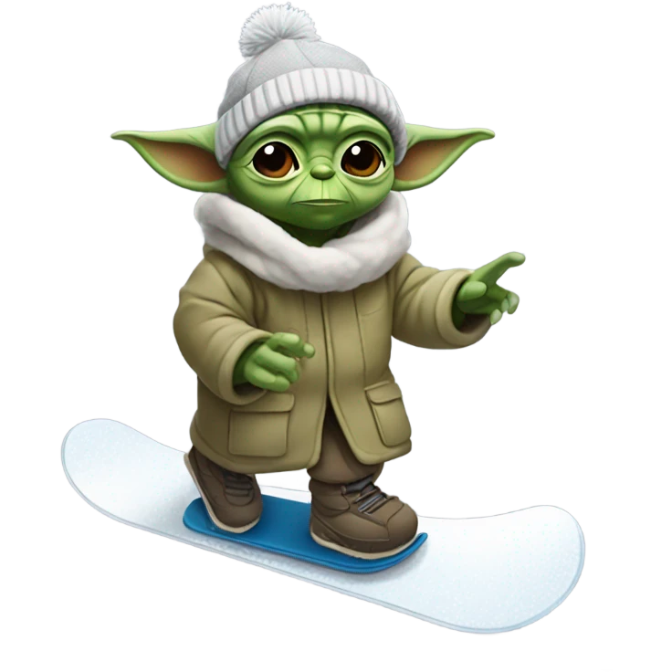 Yoda snowboarding emoji