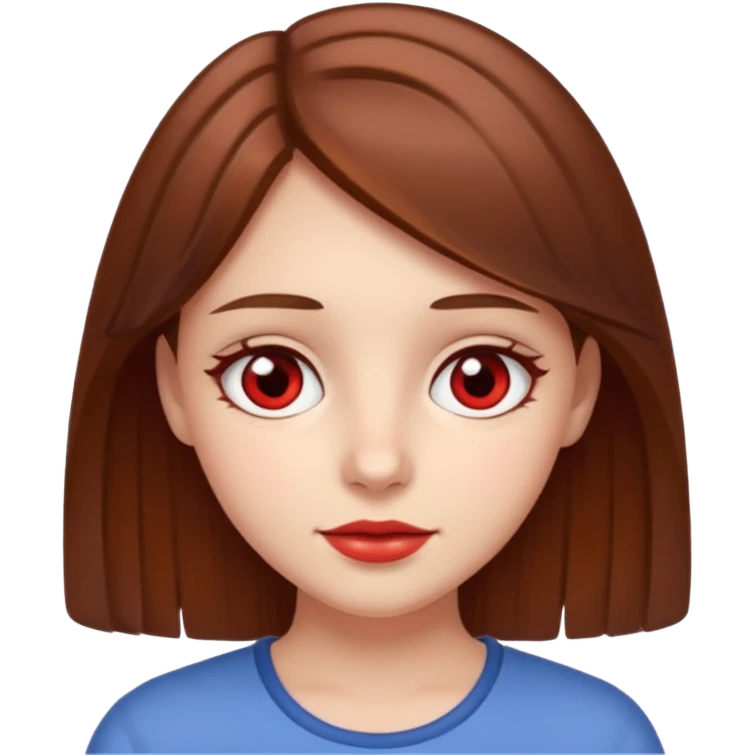 brown haired girl red rimmed eyes emoji