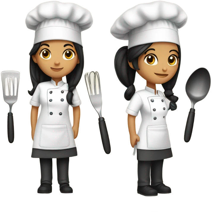 Black-haired girl cook emoji
