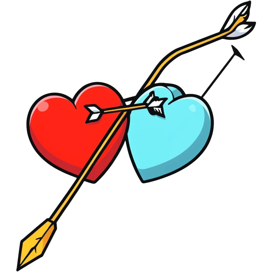 two hearts with a cupid arrow emoji