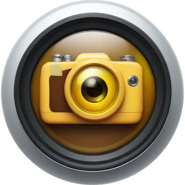  a camera lens with a play button emoji