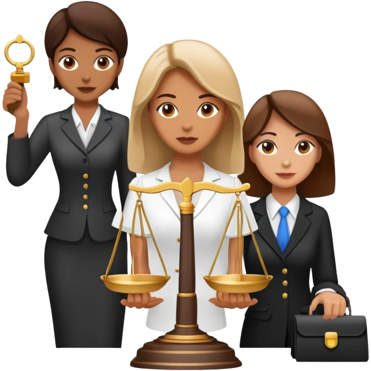female notary with justice scale helping another woman emoji