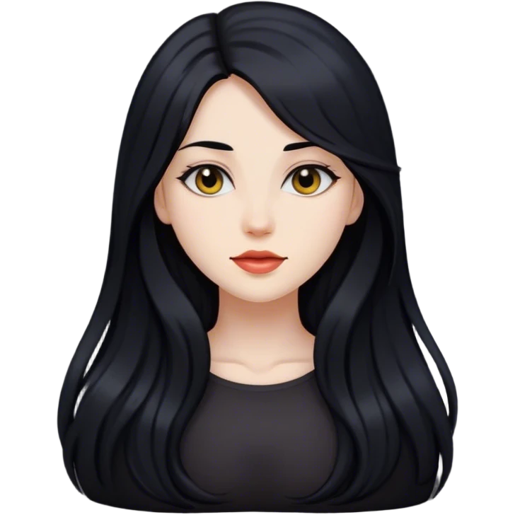 Woman with black long hair  emoji