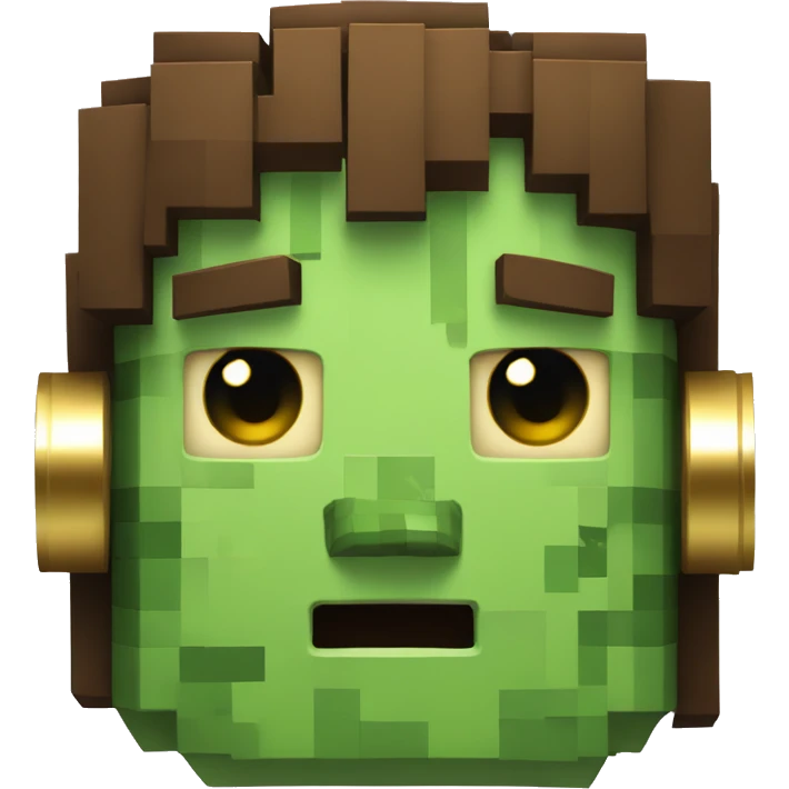  A green minecraft zombie with brown hair, and a gold headset on his head emoji