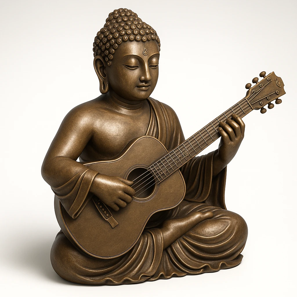 buddha idol with guitar  emoji