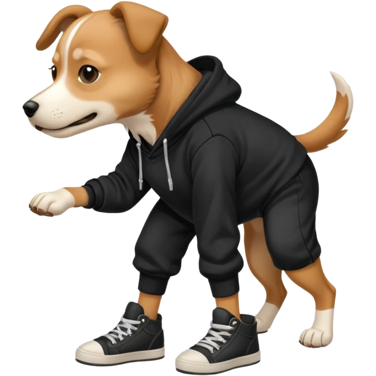 Dog wearing shoes and  hoodie emoji