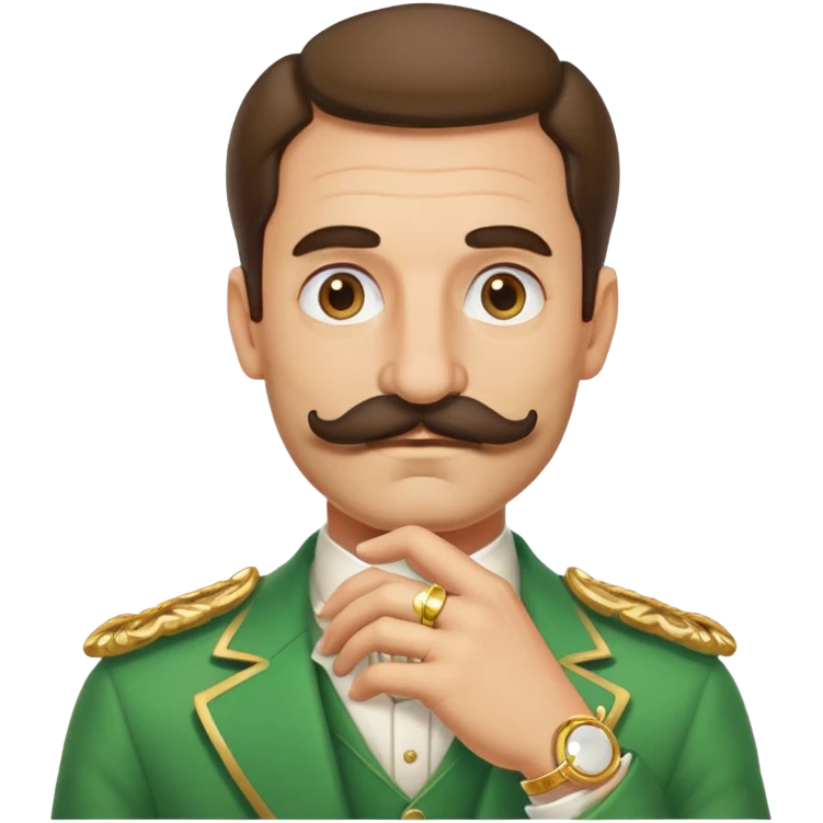 italian man Luigi Mangione with mustache wearing a large gold wedding band emoji
