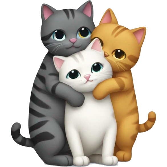 three cats hugging emoji