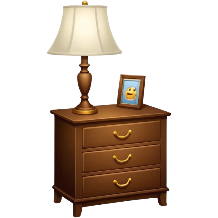 Cupboard-commode-drawer-night-stand furniture with a night lamp on  emoji