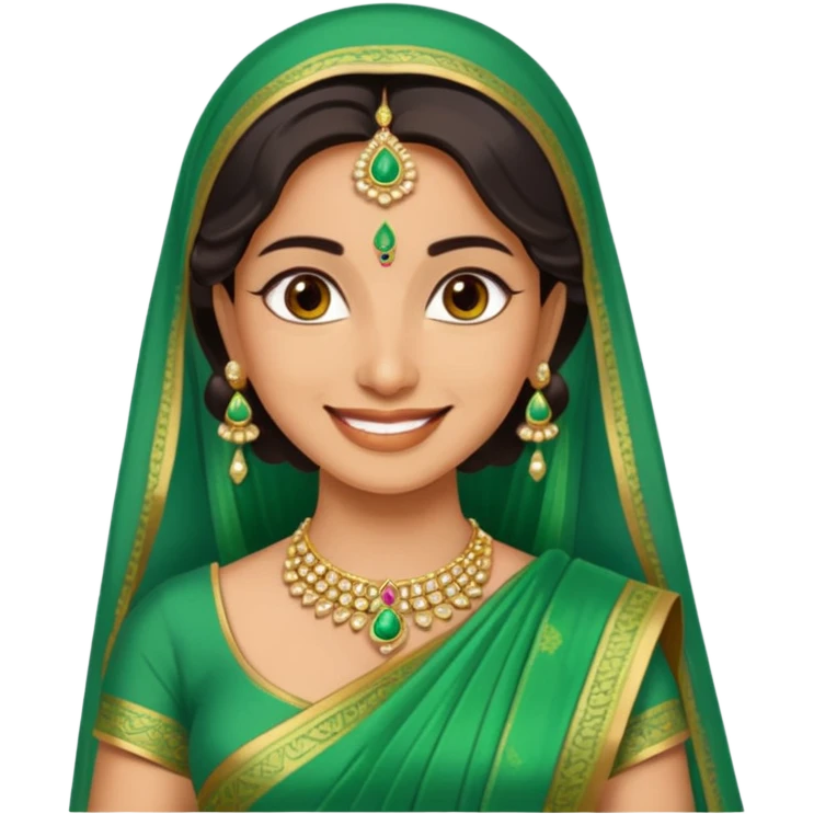 Indian bride in green saree emoji