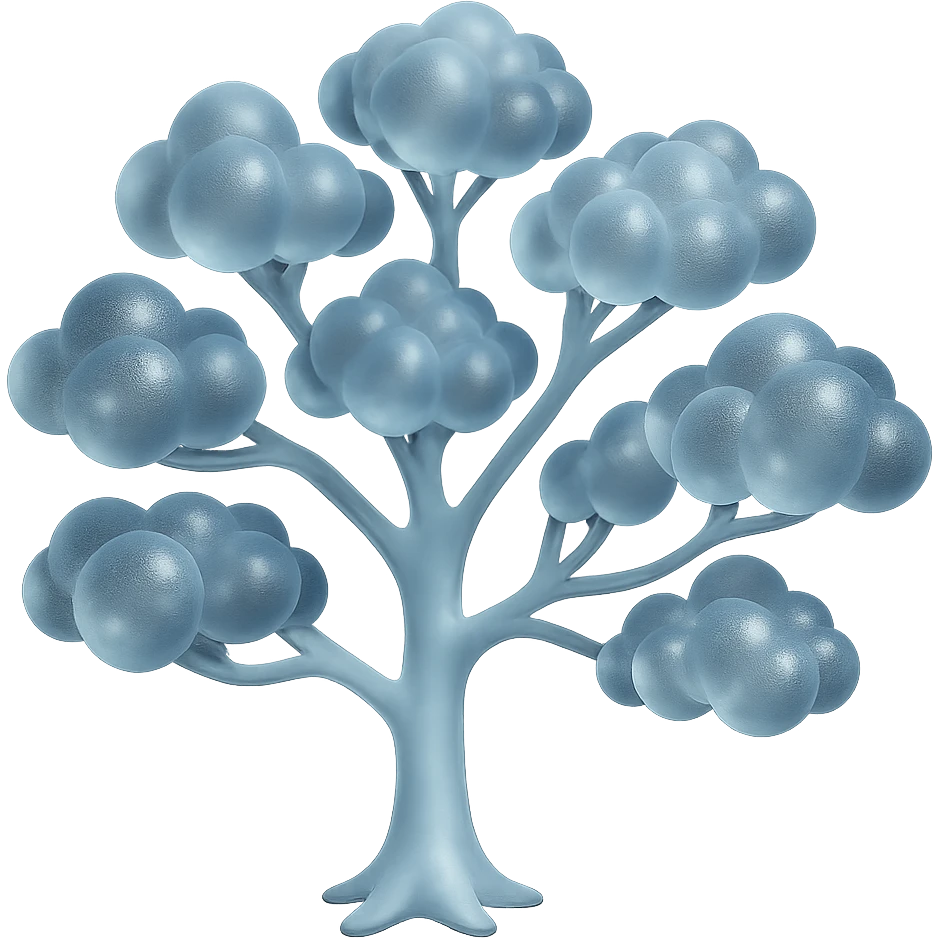 Make the tree trunk and branches bright white in matte glass style, keep the fluffy cloud-like crown and transparent background as is. emoji