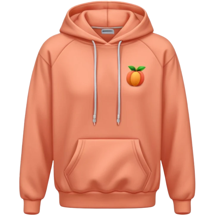 A 3D cartoon peach-coral hoodie with soft folds, drawstrings, and a casual fit, isolated plain background. plain , no texture. emoji