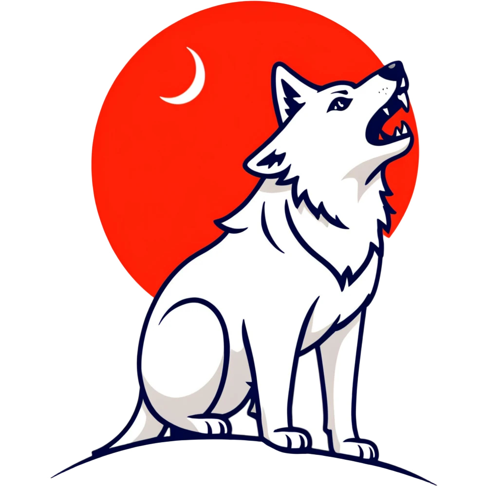 Wolf with red moon, howling, Red Rising symbol emoji