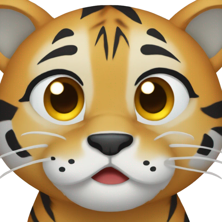create a emoji tiger is crying style anime  emoji