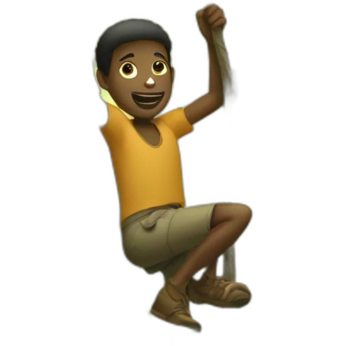 A black man climbing a jungle tree emoji