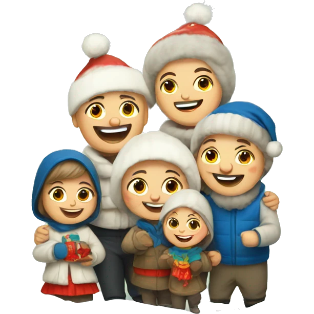 Happy Russian family celebrate new year  emoji