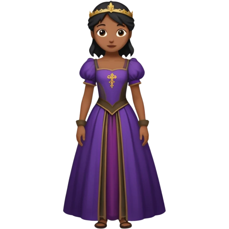 Crea a una chica de pelo corto color negro con vestido medieval emoji