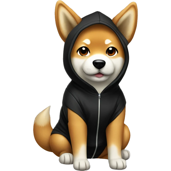 Shiba Inu in a black hoodie with horns emoji