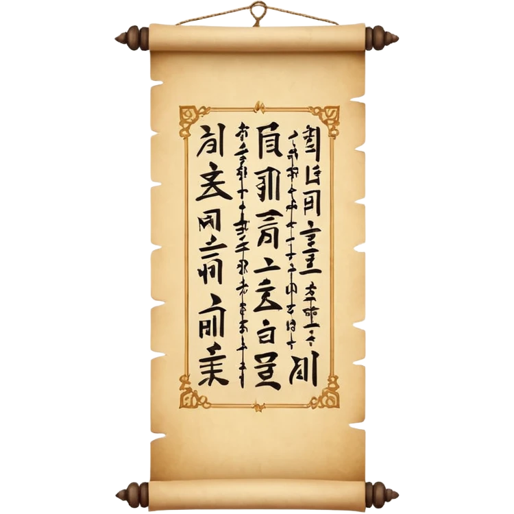 Calligraphy Scroll – Hanging vertical scroll with painted characters. emoji