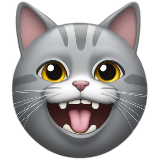 Gros chat gris avec l’air méchant emoji