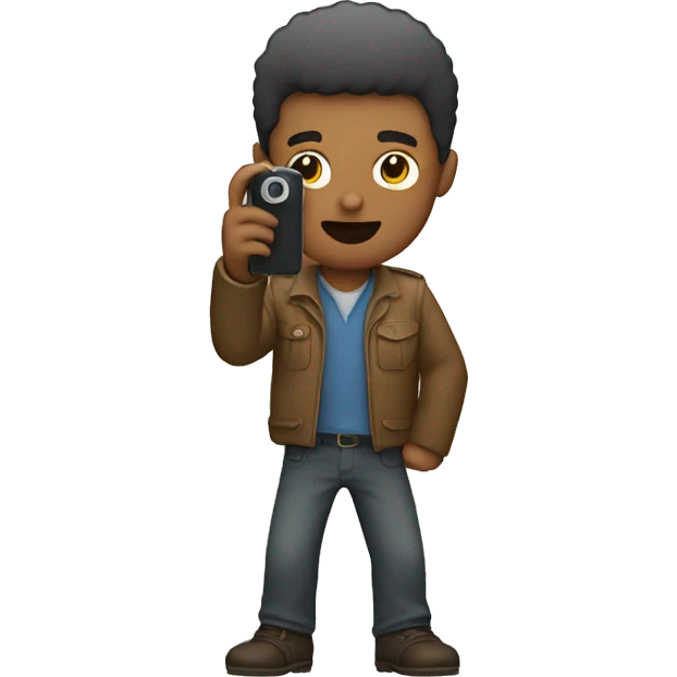 Person who holding his phone like he is shooting emoji