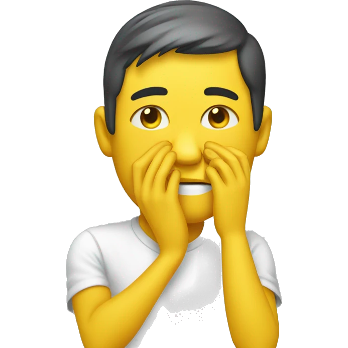 the traditional yellow face wiping sweat emoji
