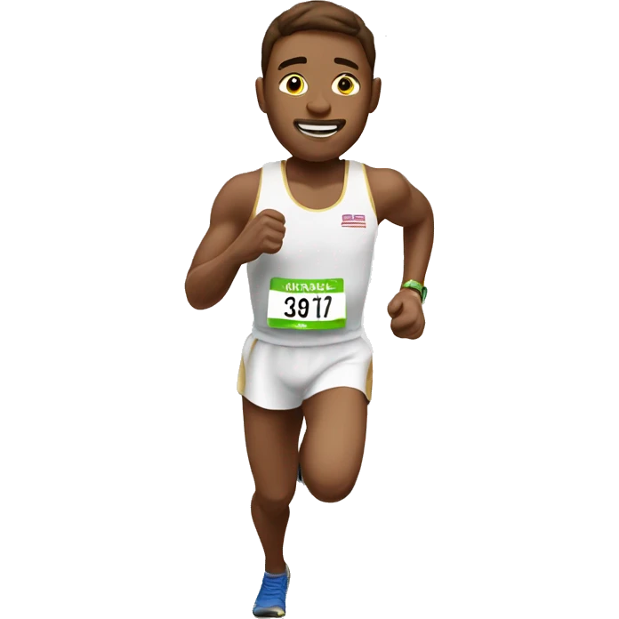 White marathon runner with brown hair and a golden medal around his neck  emoji