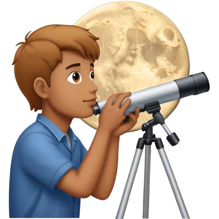 person looking at the moon with telescope emoji