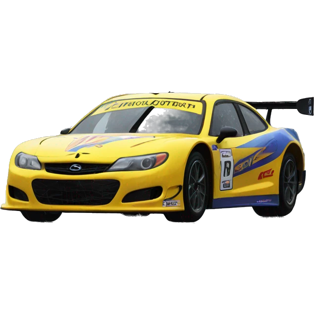 Race car, in the rain, at the prk emoji