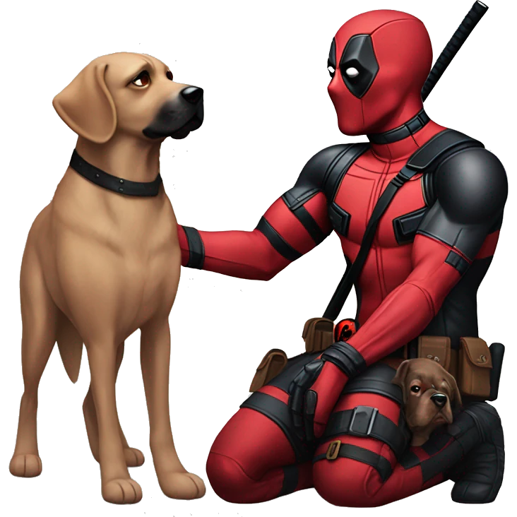 Deadpool holding black lab emoji