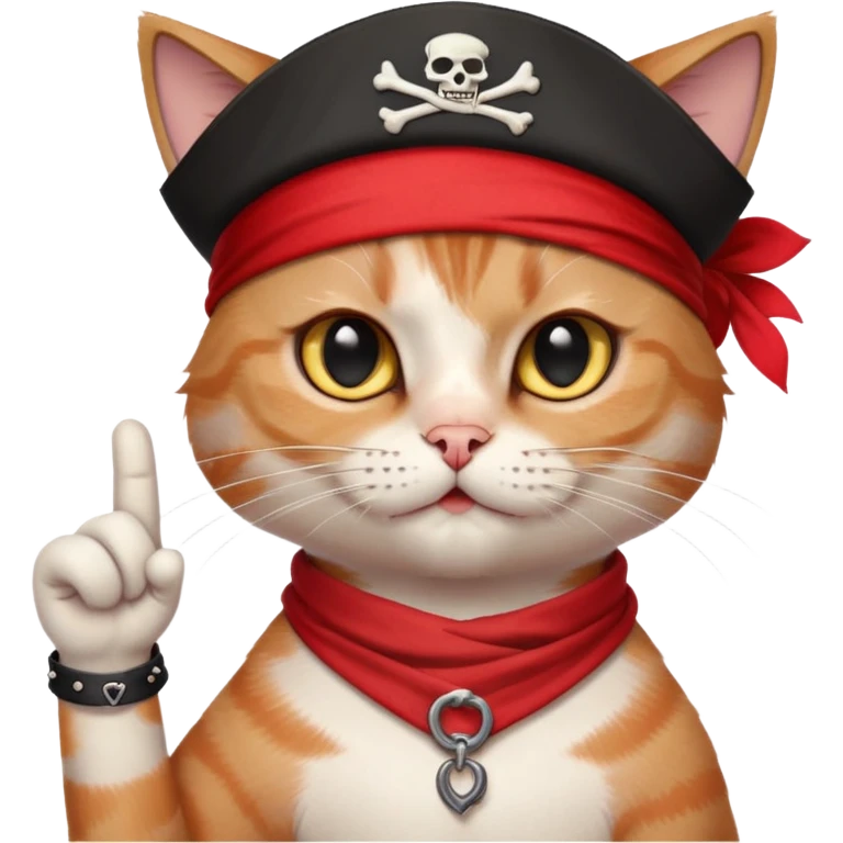 A cat in jack sparrow style show middle finger  emoji
