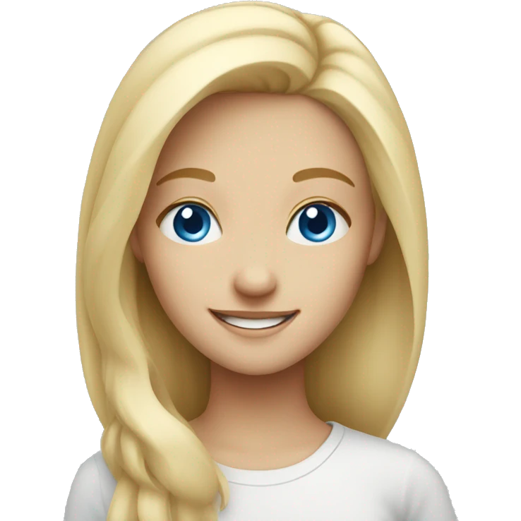 smiling blonde girl with blue eyes emoji