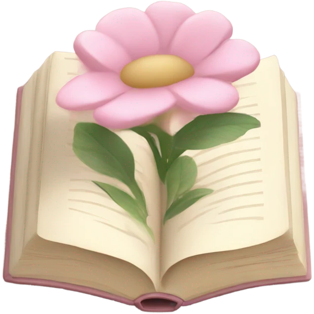 Beige Open book with light pink flower inside emoji