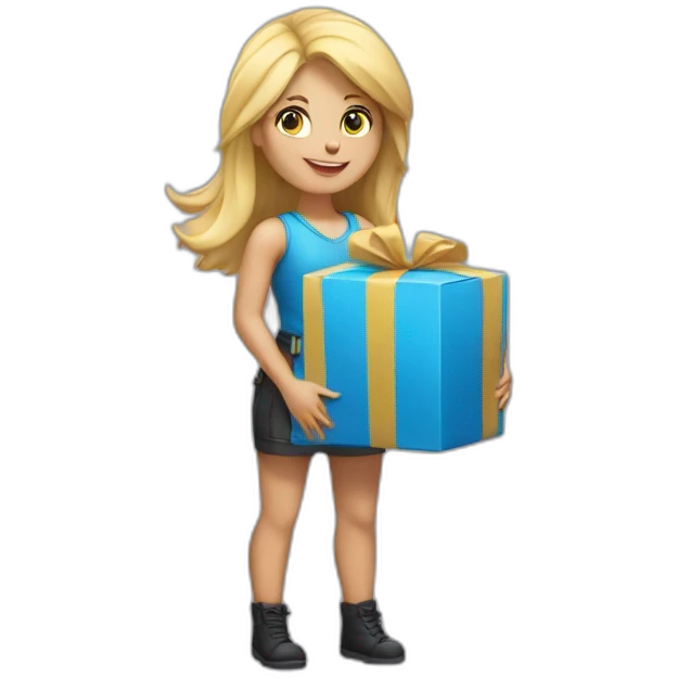Blond hair Delivery girl holding a package  emoji