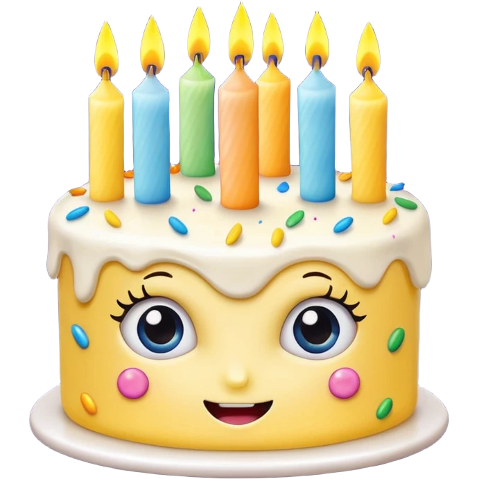 birthday cake with eyes and candles emoji