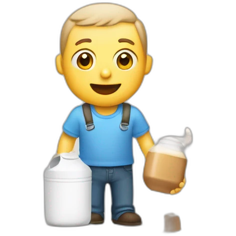 Un père qui prend une brique de lait dans sa main emoji