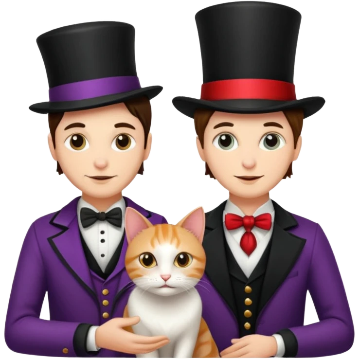 magician couple and their pet cat emoji