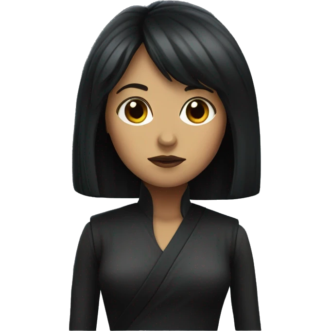 female starwars character with dark long hair and bangs emoji