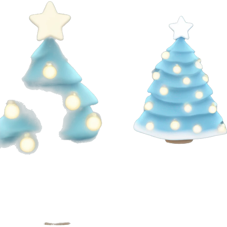 cute light blue Christmas tree with white lights emoji