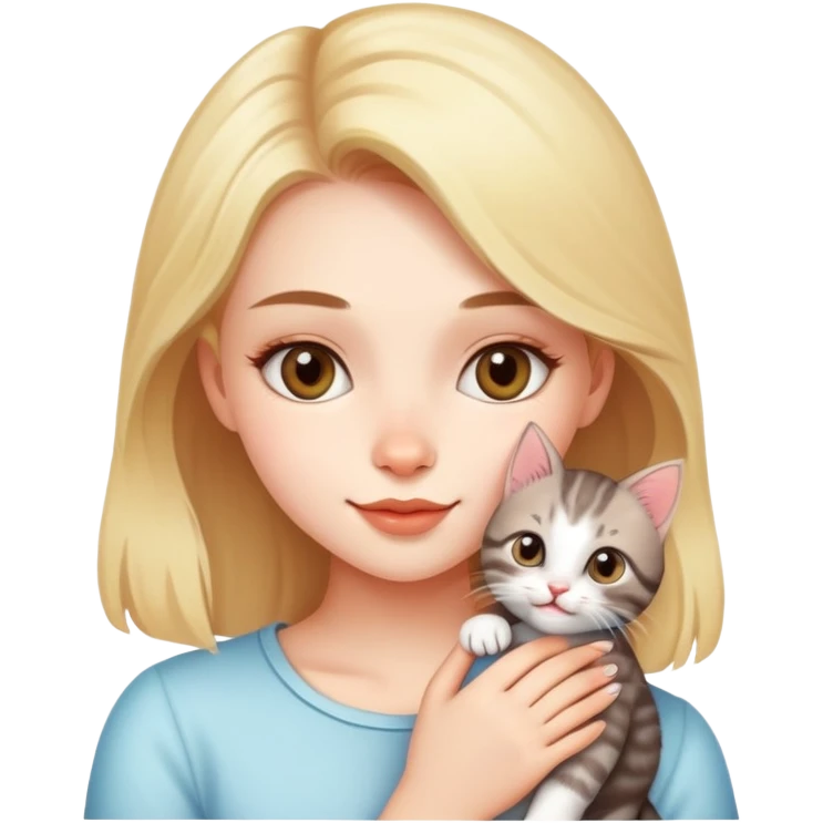 Beautiful girl celebrates birthday with kitten emoji