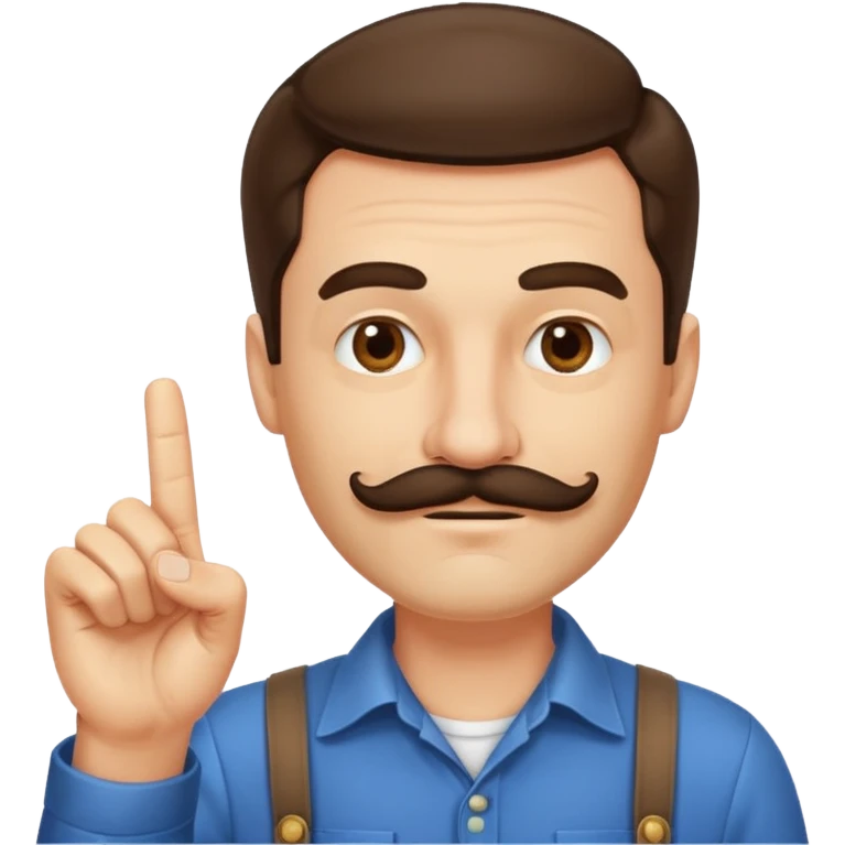 un uomo baffuto spocchioso con il dito alzato e con sguardo compiaciuto da chi la sa lunga emoji