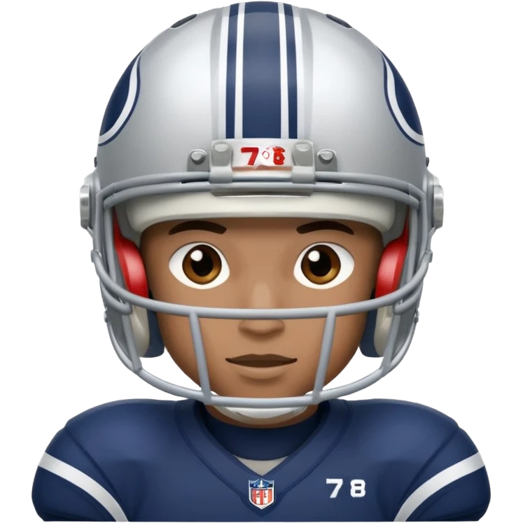 football player wearing white, silver, navy blue colors, and helmet should say 784 emoji