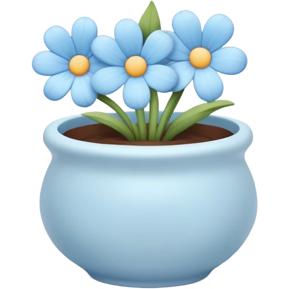 pastel blue flowers growing in a cute pot emoji