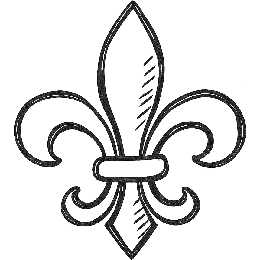 black fleur de lis, hand-drawn, sketchy look emoji