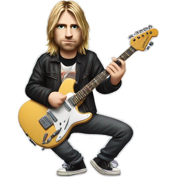 Kurt Cobain holds an electric guitar emoji