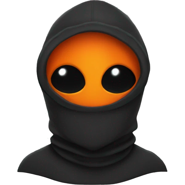 ORANGE Alien with BLACK balaclava emoji