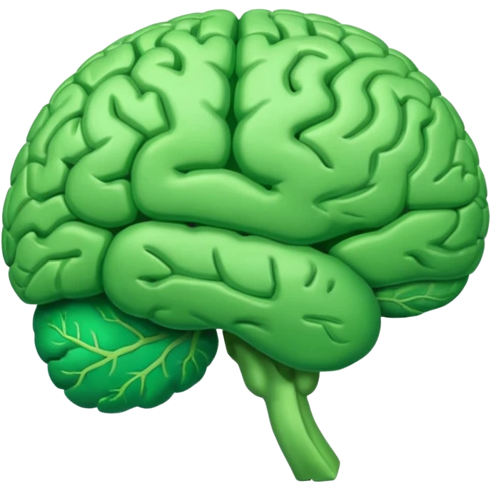 green brain with health logo plus on it emoji